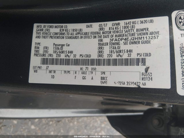 2017 FORD FIESTA 3FADP4EJ2HM113257 Photo 8