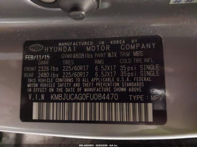 Hyundai TUCSON SE 2015 KM8JUCAG0FU084470 Image 9
