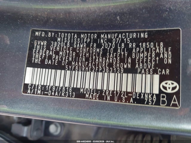 2015 TOYOTA COROLLA 5YFBURHE2FP363139 Photo 8