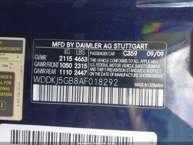 Aukcja sprzedaży 2010 Mercedes-benz E 350, vin: WDDKJ5GB8AF018292, numer aukcji: 44524933