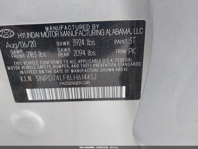 Hyundai ELANTRA SE 2020 5NPD74LF8LH614452 Image 9