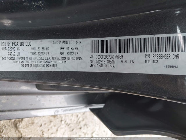 Продажа на аукционе авто 2016 Chrysler 200 S, vin: 1C3CCCBB7GN175089, номер лота: 44524984