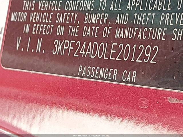 Продажа на аукционе авто 2020 Kia Forte Lxs, vin: 3KPF24AD0LE201292, номер лота: 44525104