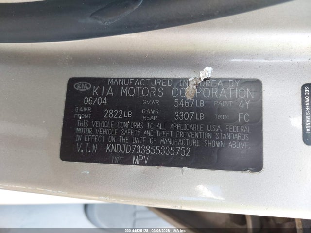 2005 KIA SORENTO KNDJD733855335752 Photo 8