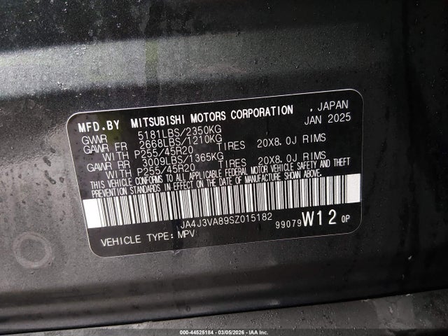 Продаж на аукціоні авто 2025 Mitsubishi Outlander Se 2.5 2wd, vin: JA4J3VA89SZ015182, номер лоту: 44525184