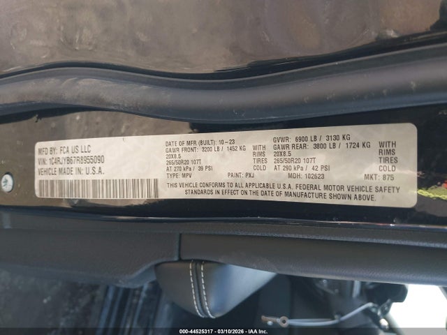 44525317 :رقم المزاد ، 1C4RJYB67R8955090 vin ، 2024 Jeep Grand Cherokee 4xe Anniversary Edition مزاد بيع