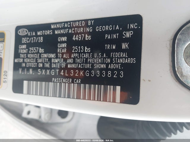 Продаж на аукціоні авто 2019 Kia Optima Lx, vin: 5XXGT4L32KG333823, номер лоту: 44525333
