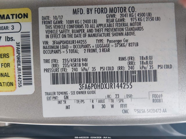 2018 FORD FUSION 3FA6P0HDXJR144255 Photo 8