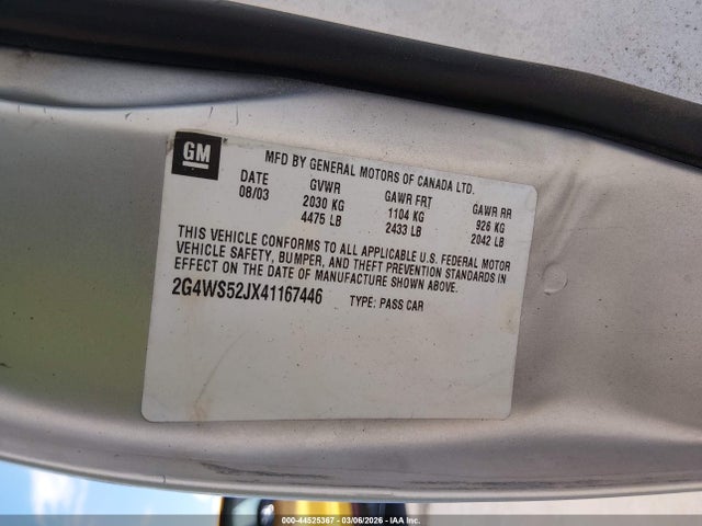 Aukcja sprzedaży 2004 Buick Century, vin: 2G4WS52JX41167446, numer aukcji: 44525367
