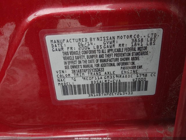 Nissan SENTRA SR 2014 3N1AB7AP2EY263433 Image 9