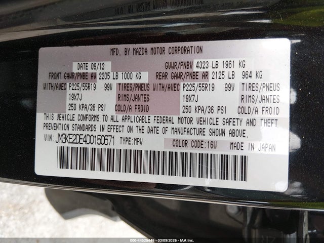 Продажа на аукционе авто 2013 Mazda Cx-5 Grand Touring, vin: JM3KE2DE4D0150671, номер лота: 44525446
