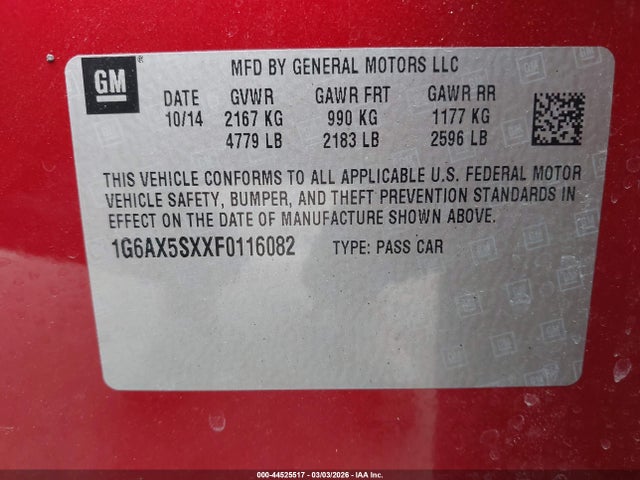 1G6AX5SXXF0116082 Cadillac CTS LUXURY