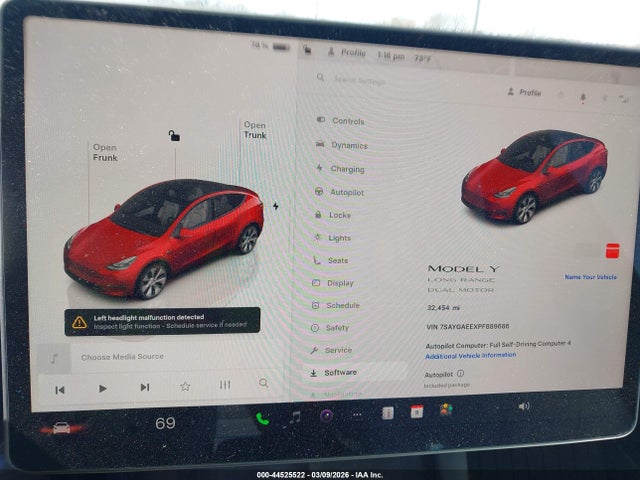 Aukcja sprzedaży 2023 Tesla Model Y, vin: 7SAYGAEEXPF889686, numer aukcji: 44525522