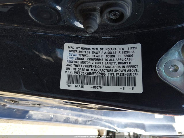 2021 HONDA CIVIC 19XFC1F36ME002986 Photo 8