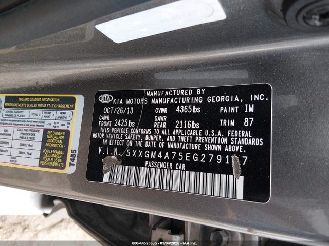 Продаж на аукціоні авто 2014 Kia Optima Lx, vin: 5XXGM4A75EG279117, номер лоту: 44525585