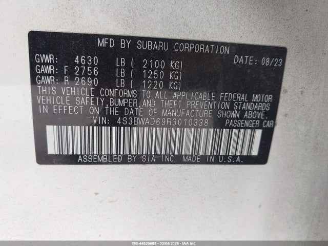 2024 SUBARU LEGACY 4S3BWAD69R3010338 Photo 8