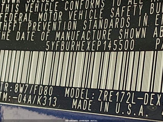 Toyota Corolla S Plus 2014 5YFBURHEXEP145500 Image 9