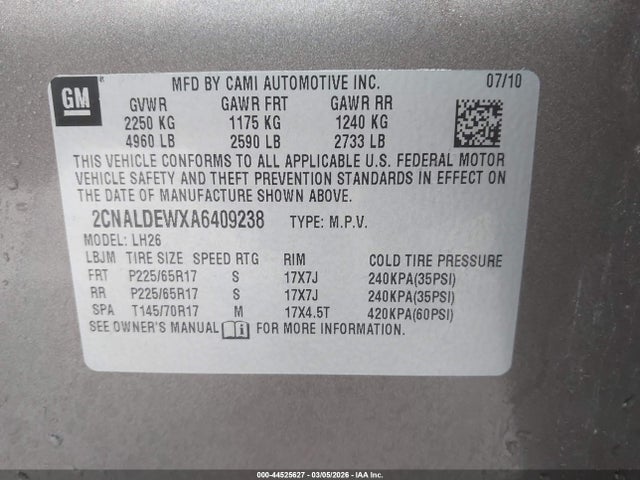 2010 CHEVROLET EQUINOX 2CNALDEWXA6409238 Photo 8