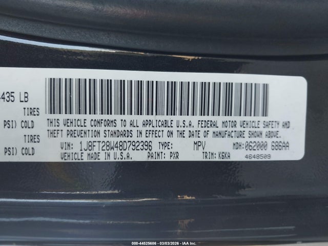 Продаж на аукціоні авто 2008 Jeep Patriot Sport, vin: 1J8FT28W48D792396, номер лоту: 44525686