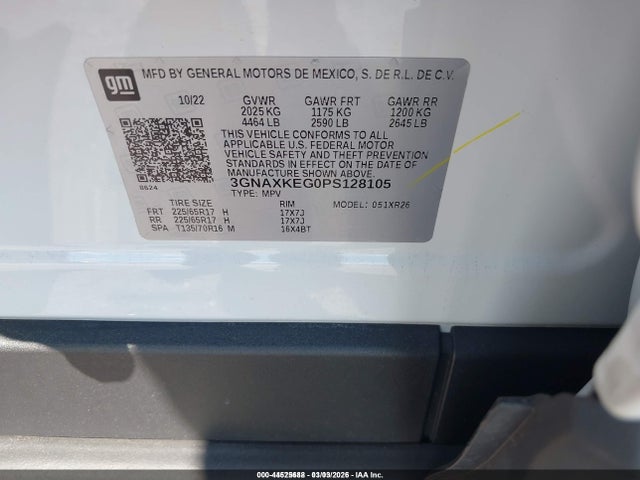 Продаж на аукціоні авто 2023 Chevrolet Equinox Fwd Lt, vin: 3GNAXKEG0PS128105, номер лоту: 44525688