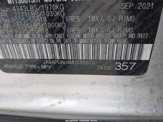 2021 MITSUBISHI OUTLANDER SPORT JA4APUAU4MU036520 Photo 8