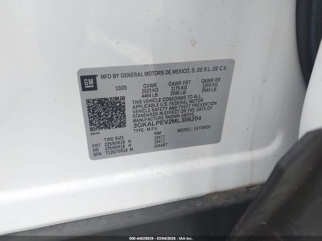 Aukcja sprzedaży 2021 Gmc Terrain Fwd Slt, vin: 3GKALPEV2ML306204, numer aukcji: 44525829