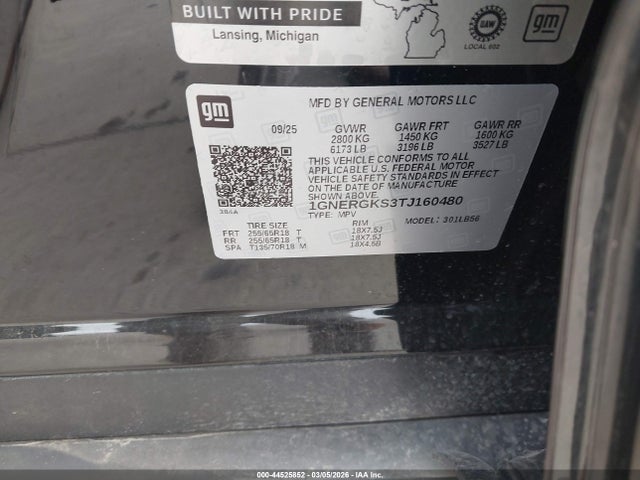 1GNERGKS3TJ160480 Chevrolet Traverse Lt