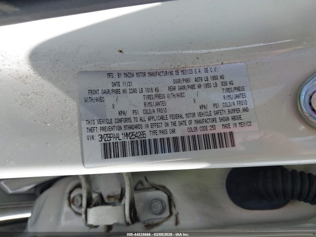 Aukcja sprzedaży 2021 Mazda Mazda3 2.5 S, vin: 3MZBPAAL1MM254285, numer aukcji: 44525866