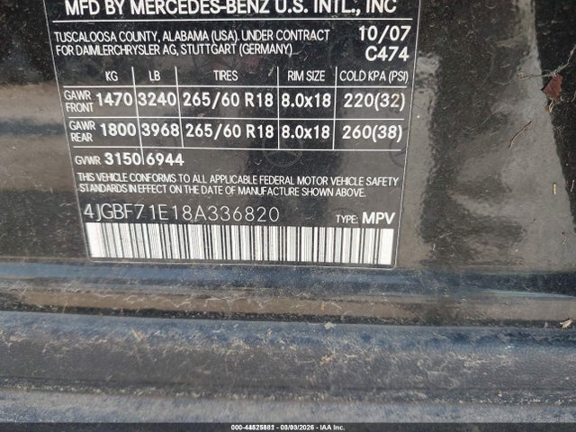 Продаж на аукціоні авто 2008 Mercedes-benz Gl 450 4matic, vin: 4JGBF71E18A336820, номер лоту: 44525881
