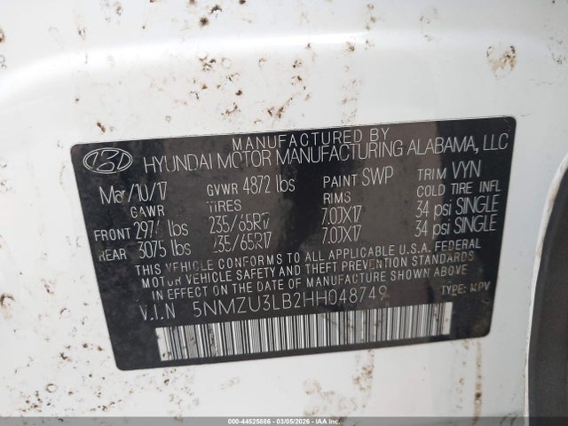 5NMZU3LB2HH048749 Hyundai Santa Fe Sport 2.4l