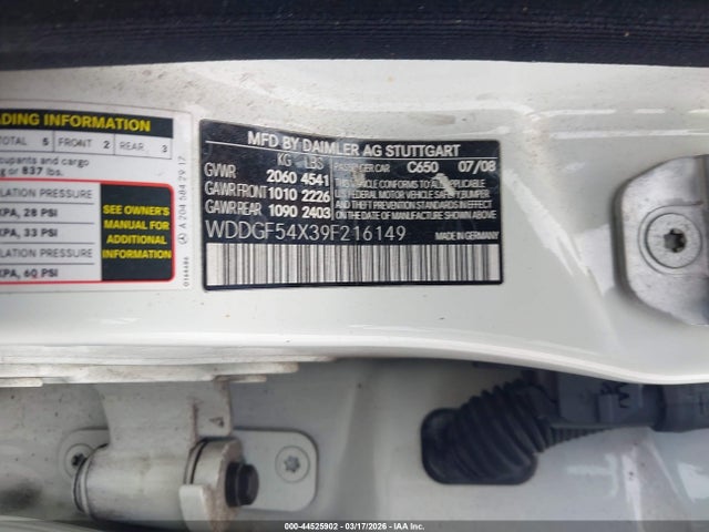 Aukcja sprzedaży 2009 Mercedes-benz C 300 Sport, vin: WDDGF54X39F216149, numer aukcji: 44525902