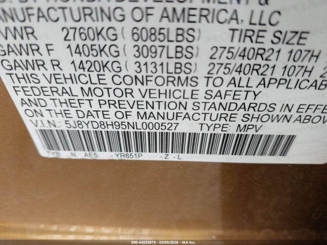 2022 ACURA MDX 5J8YD8H95NL000527 Photo 8
