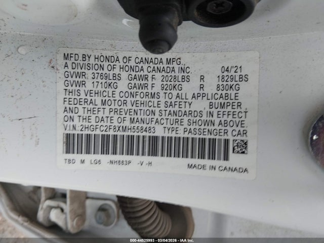 2021 HONDA CIVIC 2HGFC2F8XMH558483 Photo 8