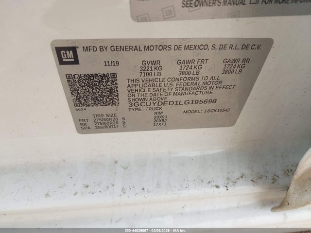 3GCUYDED1LG195698 Chevrolet Silverado 1500 4wd Short Bed Lt