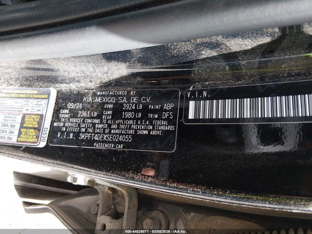 2025 Kia K4 Lx მანქანა იყიდება აუქციონზე, vin: 3KPFT4DEXSE024055, აუქციონის ნომერი: 44526071