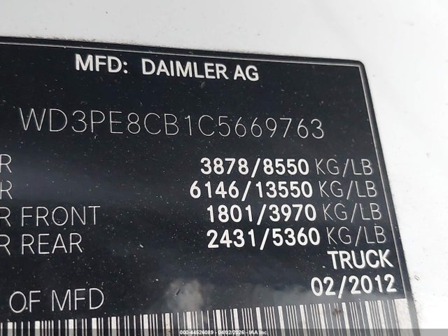 2012 Mercedes-benz Sprinter 2500 High Roof მანქანა იყიდება აუქციონზე, vin: WD3PE8CB1C5669763, აუქციონის ნომერი: 44526089