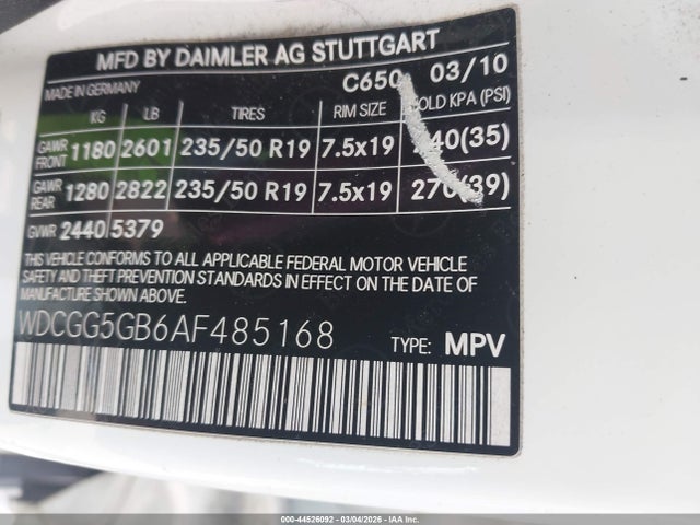 Aukcja sprzedaży 2010 Mercedes-benz Glk 350, vin: WDCGG5GB6AF485168, numer aukcji: 44526092