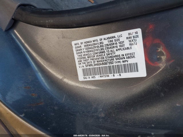 2010 HONDA ODYSSEY 5FNRL3H60AB087202 Photo 8