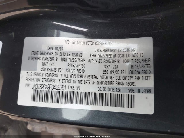 Mazda Cx-9 Touring 2015 JM3TB2CA9F0455761 Image 9