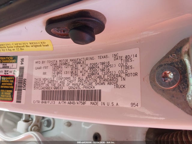 Toyota Tacoma Base V6 2014 5TFLU4EN6EX100633 Image 9