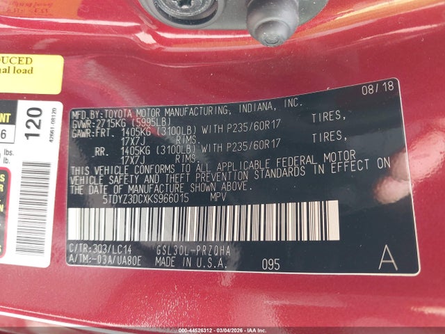 2019 TOYOTA SIENNA 5TDYZ3DCXKS966015 Photo 8