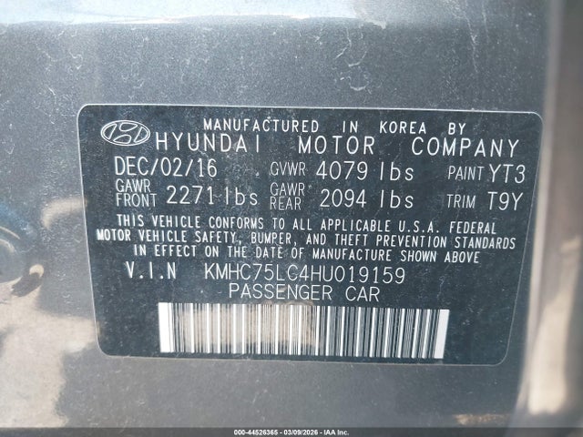 2017 HYUNDAI IONIQ HYBRID KMHC75LC4HU019159 Photo 8