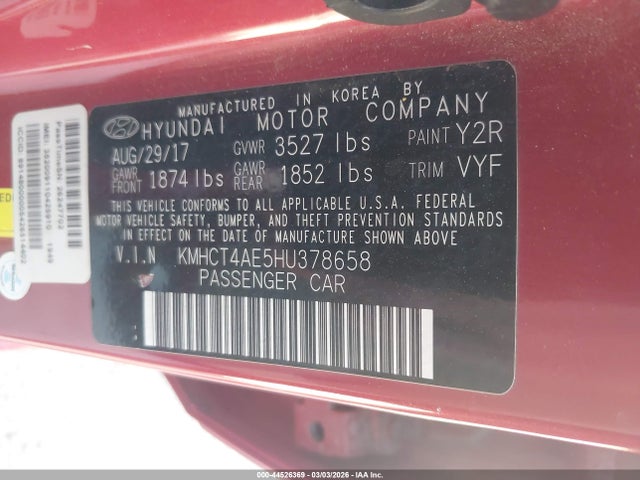 Hyundai ACCENT SE 2017 KMHCT4AE5HU378658 Image 9