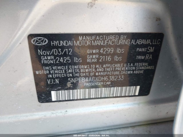 2013 HYUNDAI SONATA 5NPEB4ACXDH638233 Photo 8