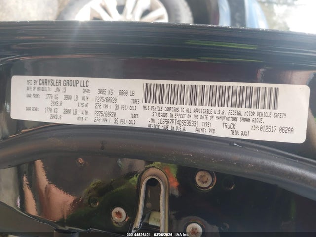 44526421 :رقم المزاد ، 1C6RR7PT4DS595331 vin ، 2013 Ram 1500 Laramie Longhorn Edition مزاد بيع