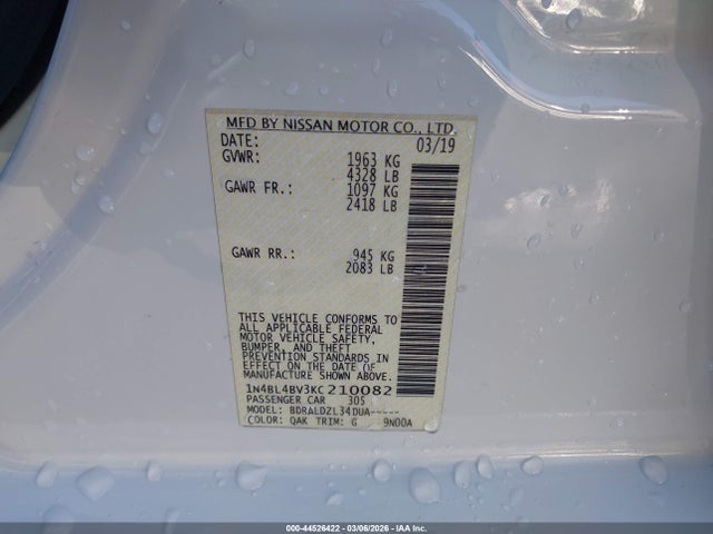 Nissan Altima 2.5 S 2019 1N4BL4BV3KC210082 Image 9
