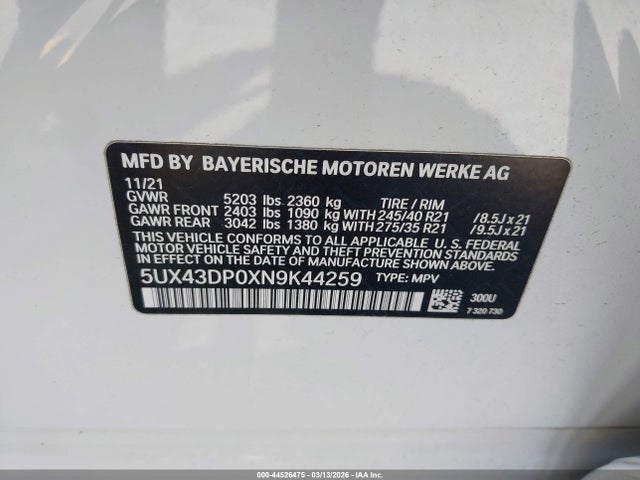 2022 BMW X3 5UX43DP0XN9K44259 Photo 8