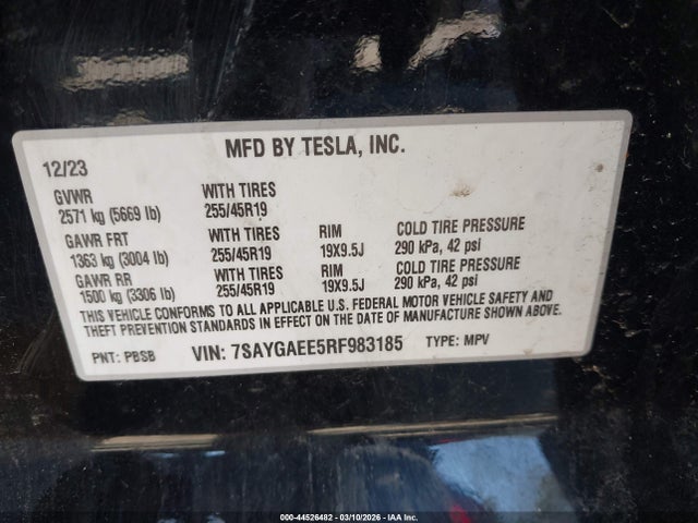 Aukcja sprzedaży 2024 Tesla Model Y Long Range Dual Motor All-wheel Drive, vin: 7SAYGAEE5RF983185, numer aukcji: 44526482