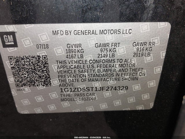 Chevrolet MALIBU LT 2018 1G1ZD5ST1JF274329 Image 9