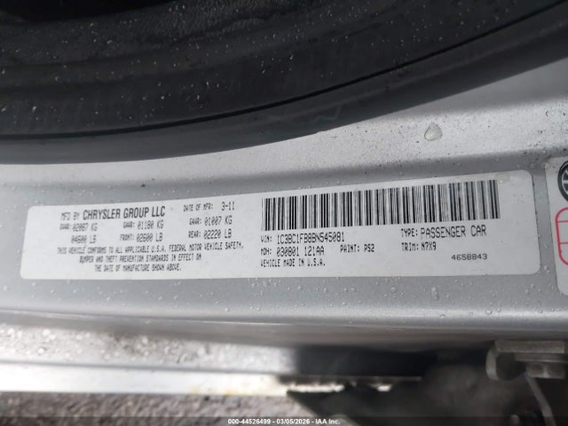 Продажа на аукционе авто 2011 Chrysler 200 Touring, vin: 1C3BC1FB8BN545081, номер лота: 44526499